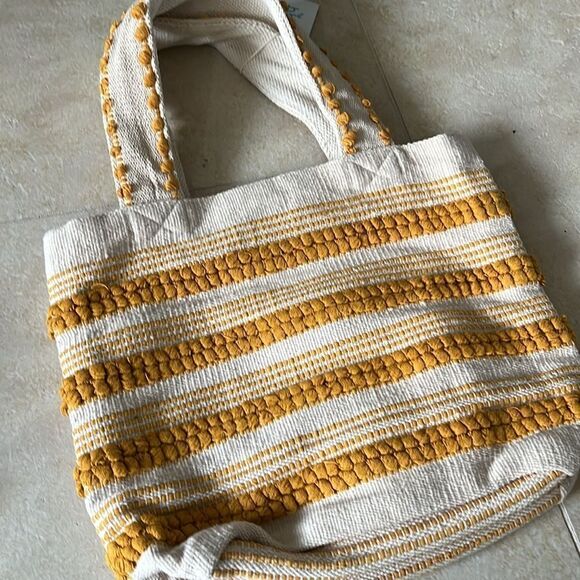 Yellow Cotton Canvas Tote Fully Lined BRAND NEW Tote Bag - Picture 2 of 4